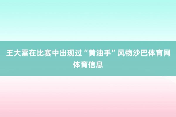 王大雷在比赛中出现过“黄油手”风物沙巴体育网体育信息