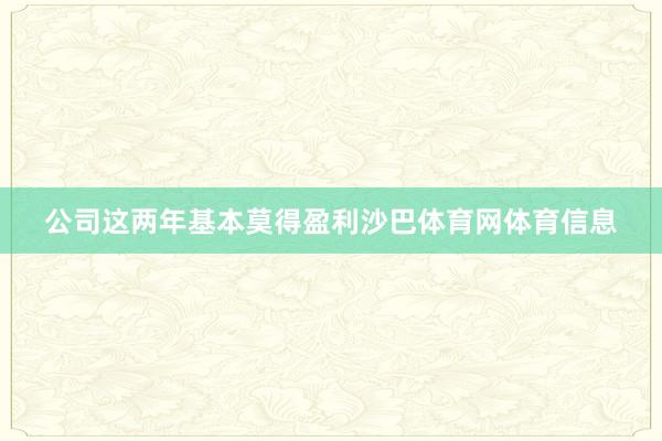 公司这两年基本莫得盈利沙巴体育网体育信息